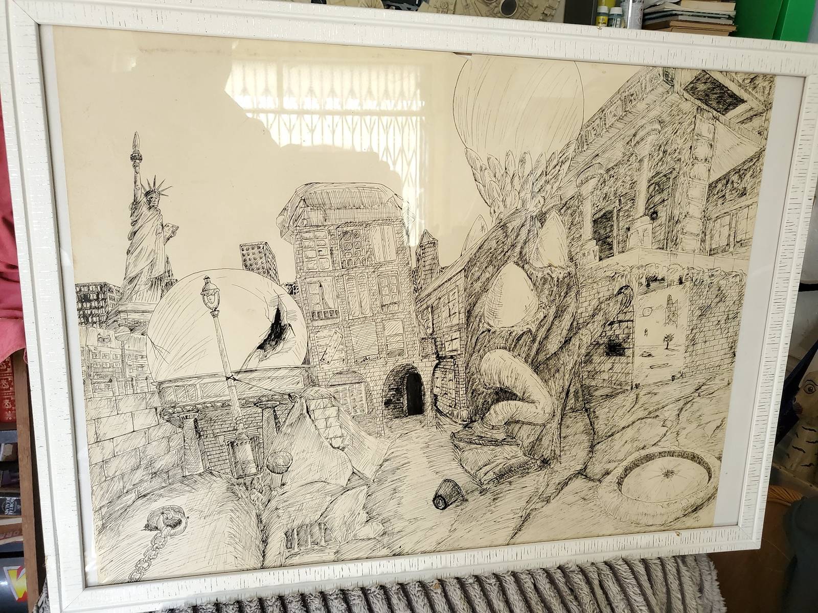 Les veilleurs, dessin à la plume et à l’encre de Chine