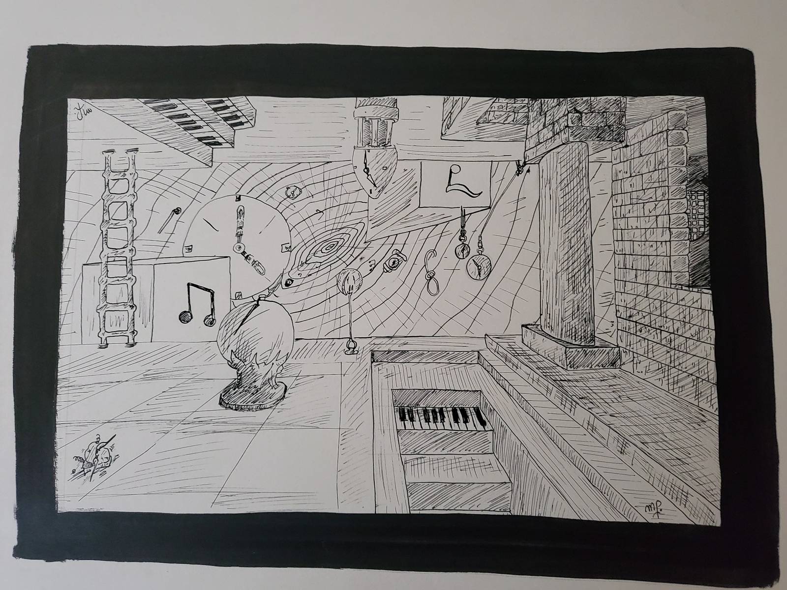 La ville intérieure, dessin à la plume et à l’encre de Chine