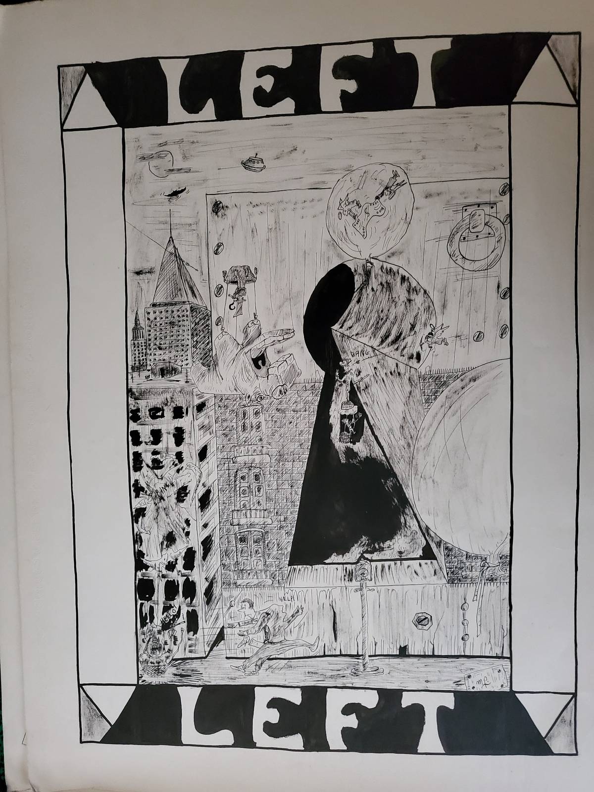 Les mains du destin, dessin à la plume et à l’encre de Chine