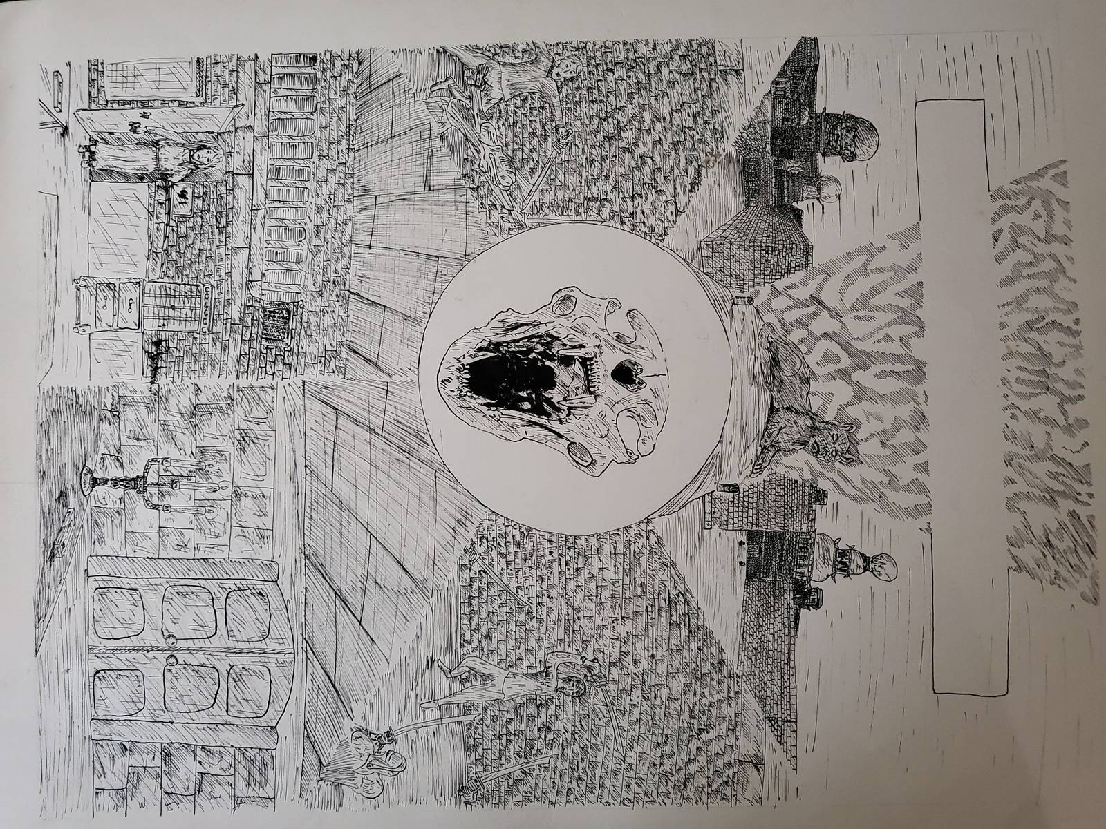 La mémoire des pierres, dessin à la plume et à l’encre de Chine